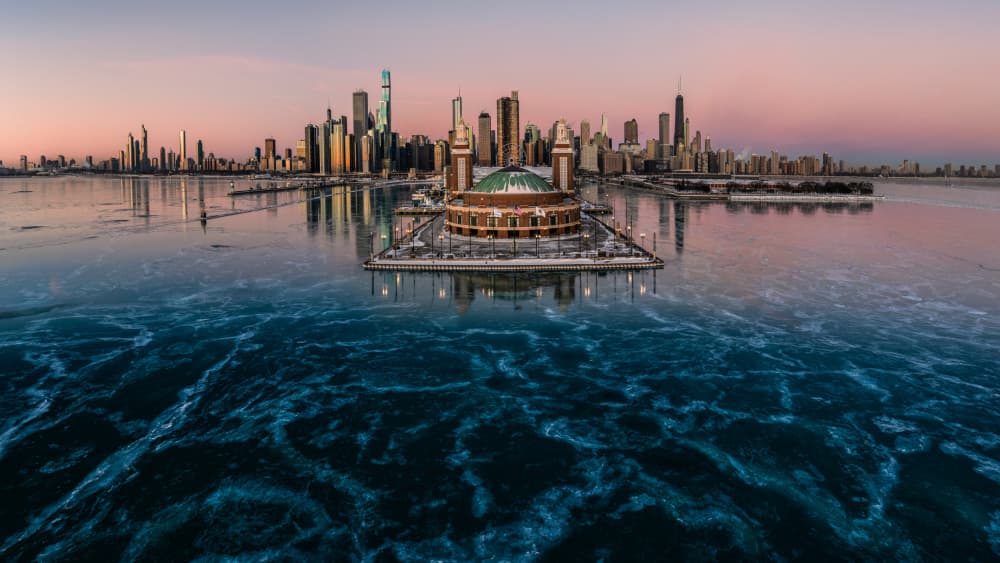 Frozen Chicago Dawn by James Cai — canvas wall art