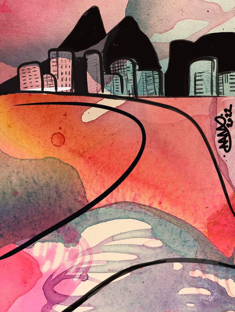 Vibrant Cityscape Path by Anna Viklund — canvas wall art