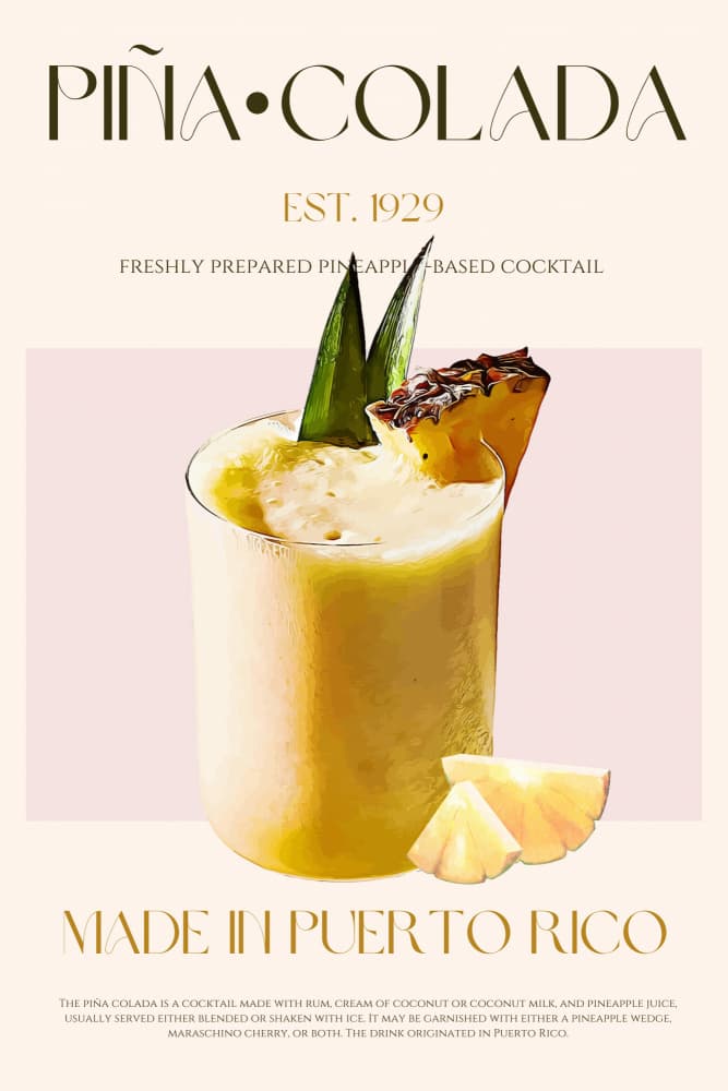 Puerto Rico Piña Colada by Nazma Khokhar — canvas wall art
