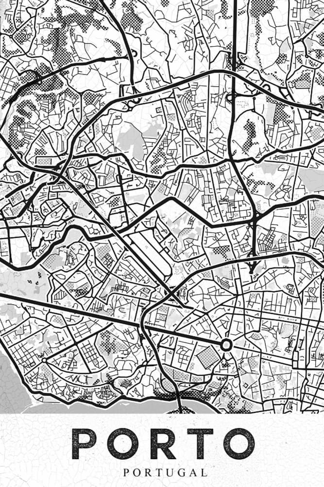 Porto City Map by StudioSix — canvas wall art