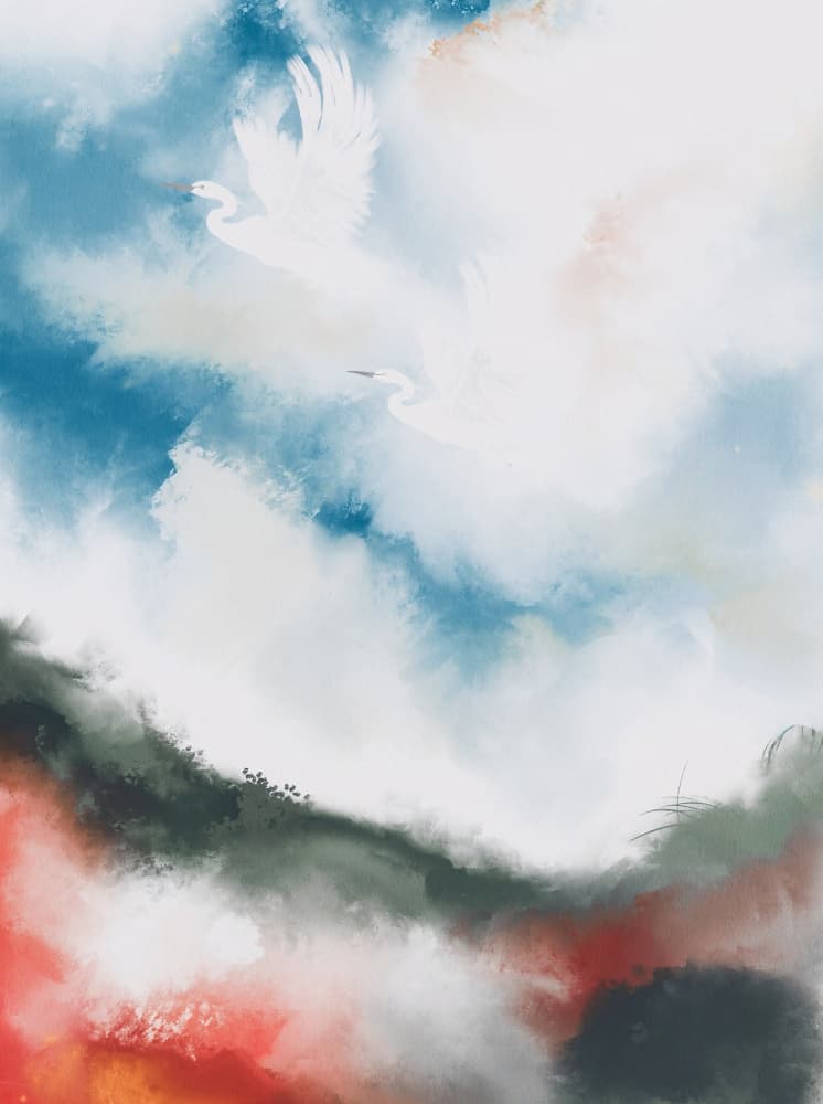 Soaring Ethereal Cranes by Josie George — canvas wall art