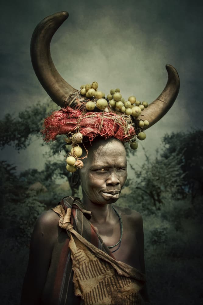 Tribal Horn Headdress by Svetlin Yosifov — canvas wall art