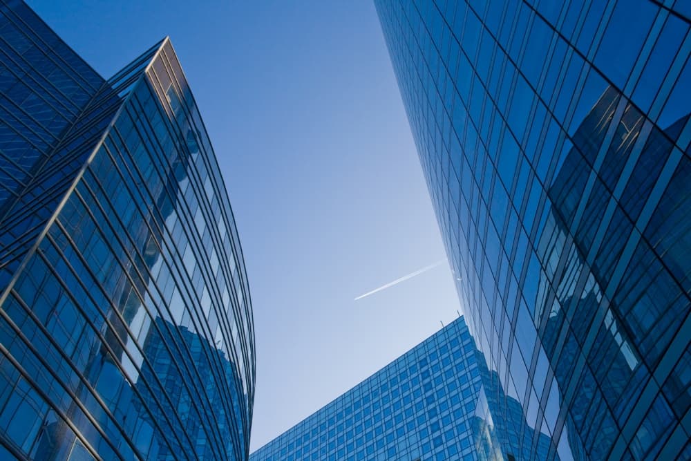 Modern Glass Skyscrapers by Guillaume Legraverend — canvas wall art
