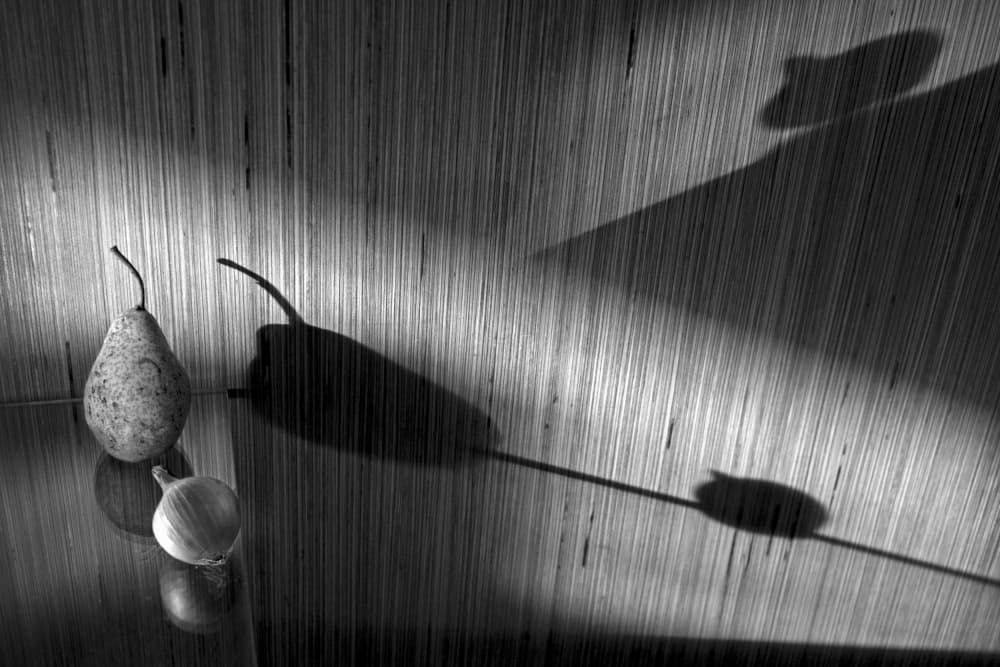 Monochrome Pear Shadows by Holger Goehler — canvas wall art
