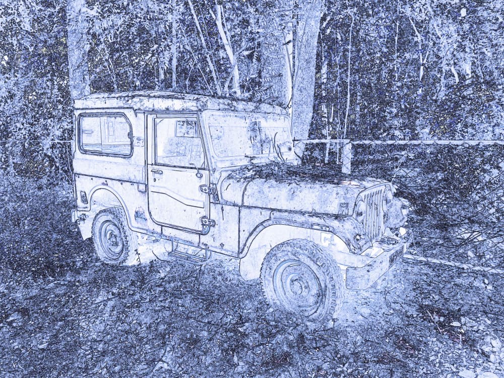 Abandoned Forest Jeep by Santhosh ch — canvas wall art