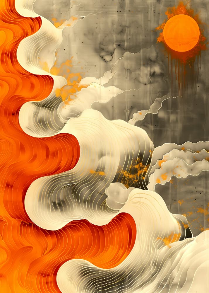 Golden Sun Flowing Waves by Justyna Jaszke — canvas wall art