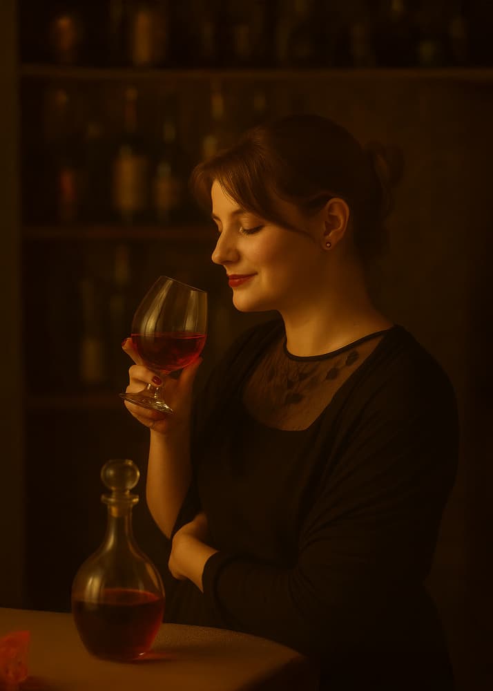Elegant Woman Wine Tasting by Ionel Onofras — canvas wall art