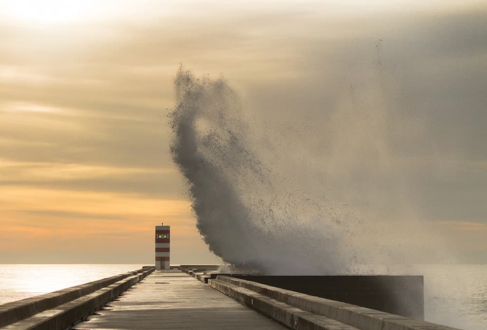 Golden Hour Pier Wave by Ricardo Mateus — canvas wall art