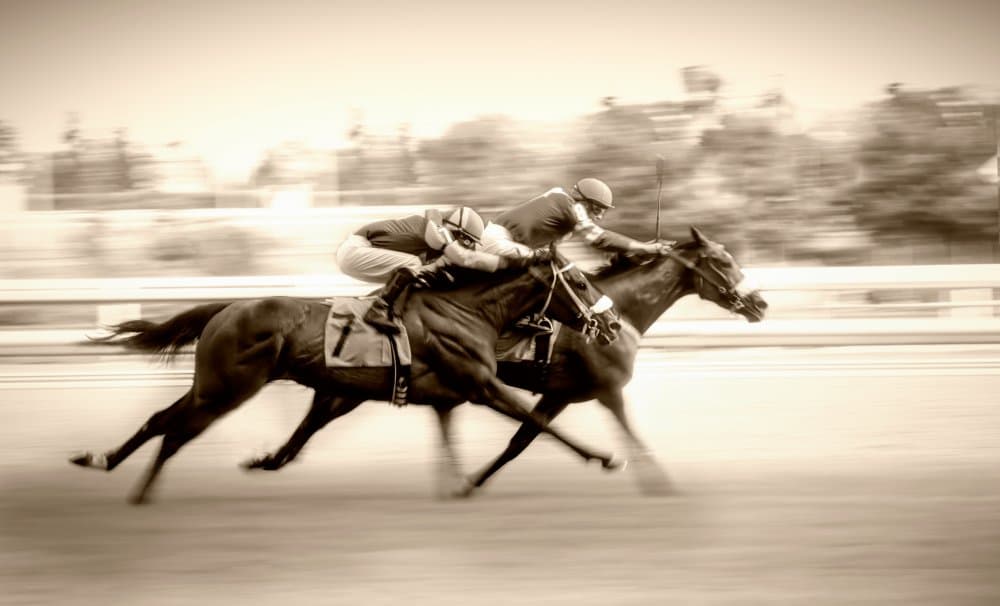 Thrilling Horse Race by Leeian Dai — canvas wall art