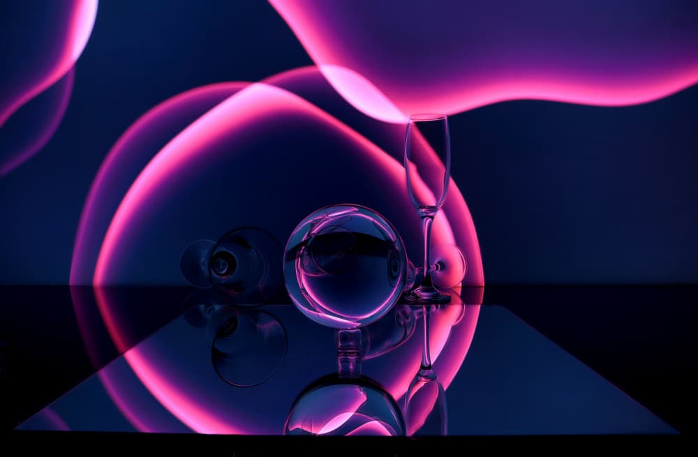 Neon Glass Reflections by Dinesh Verma — canvas wall art