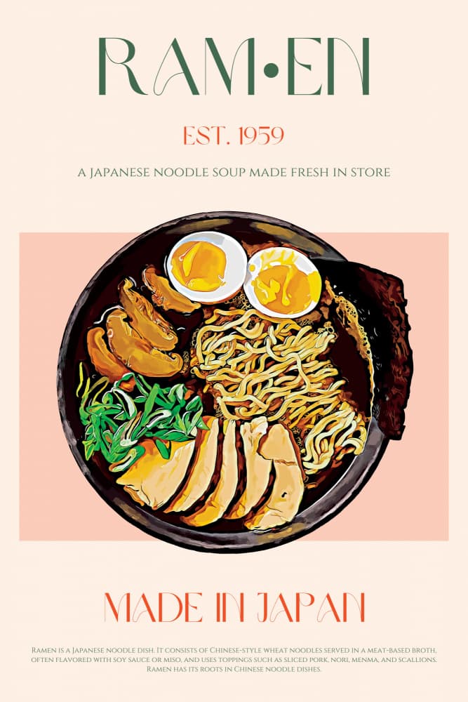 Japanese Ramen Bowl by Nazma Khokhar — canvas wall art