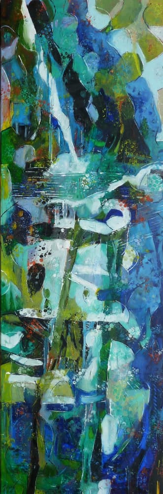 Dynamic Blue Green Flow by Barbara Piatti — canvas wall art