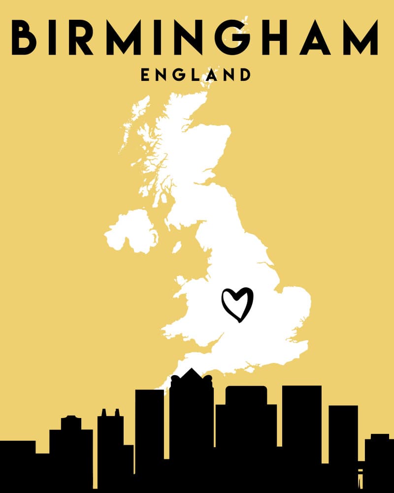 Love Birmingham England by Emiliano Deificus — canvas wall art
