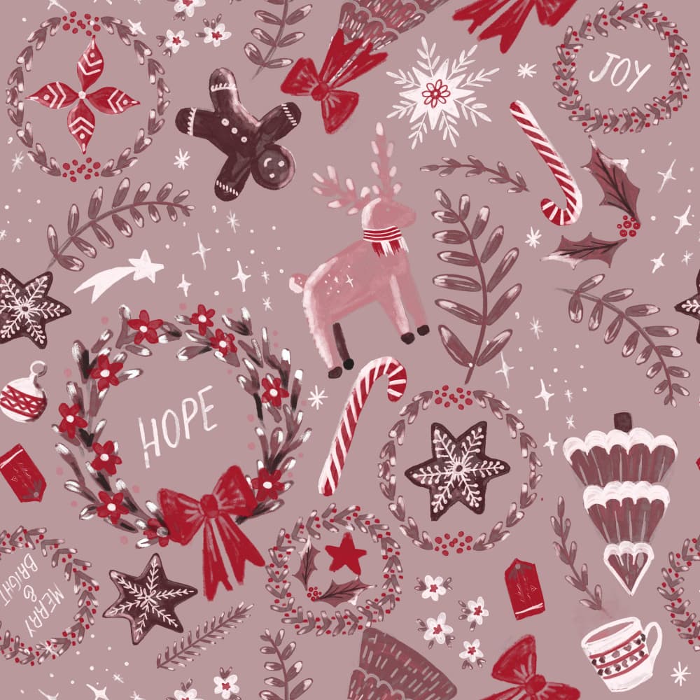 Magical Christmas Red Pattern by Anis Illustration — canvas wall art