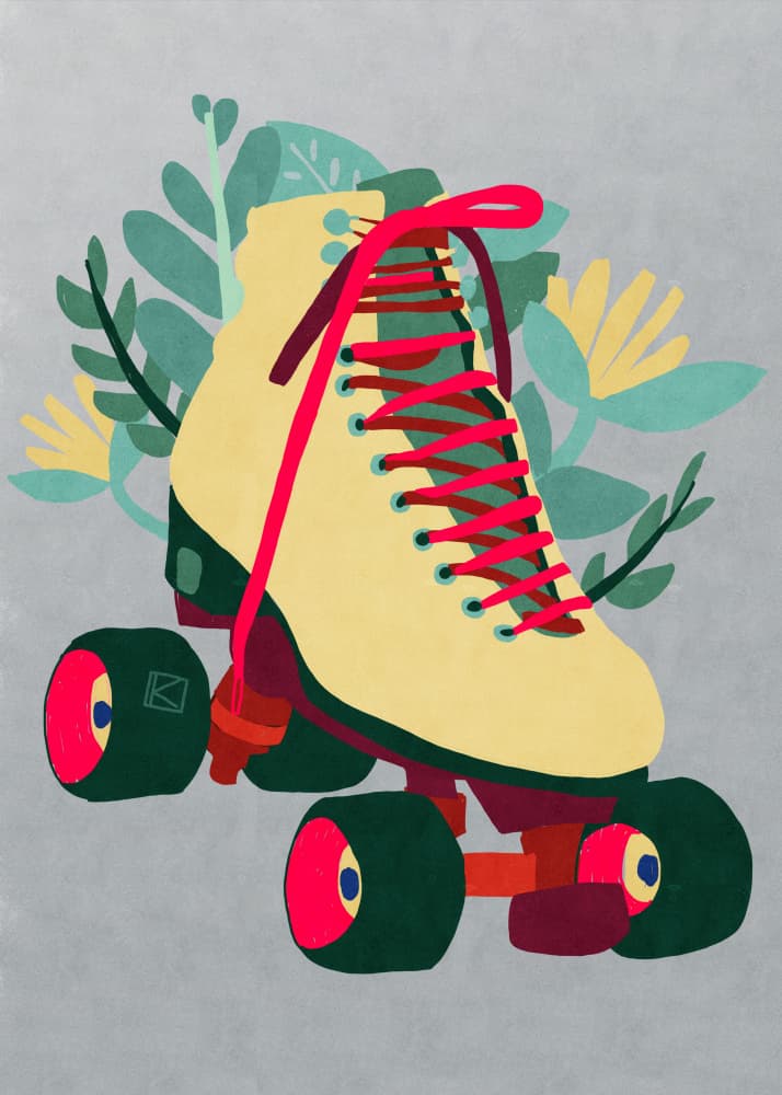 Floral Roller Skate by Sylwia Kubus — canvas wall art
