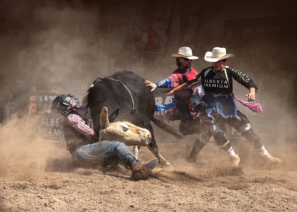 Dusty Rodeo Action by Louie Luo — canvas wall art