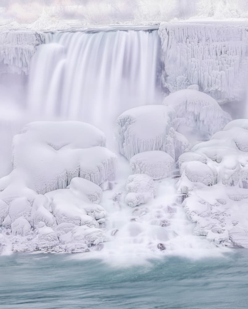 Winter Waterfall Cascade by Ling  Lu — canvas wall art