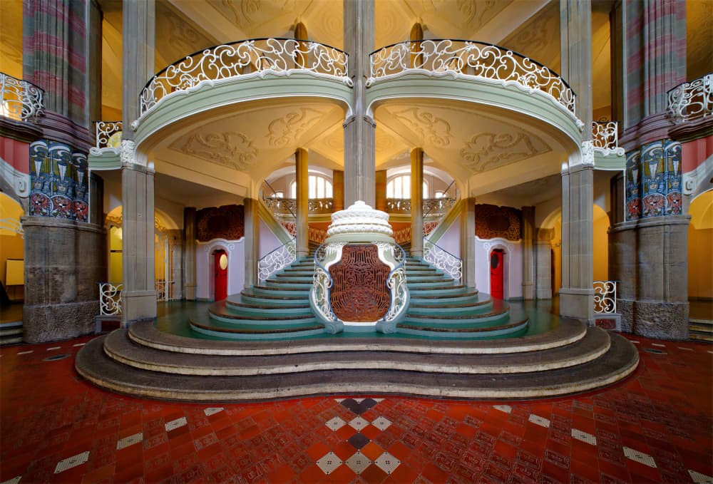 Grand Art Nouveau Staircase by Erhard Batzdorf — canvas wall art