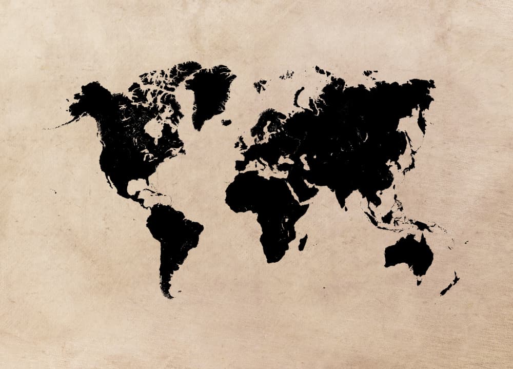 Vintage World Map by Justyna Jaszke — canvas wall art