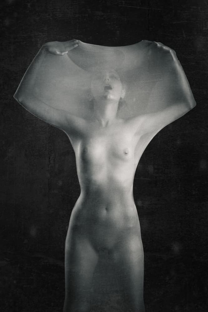 Ethereal Veiled Figure by JAE — canvas wall art