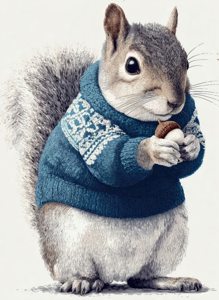 Cozy Squirrel Sweater by Justyna Jaszke — canvas wall art