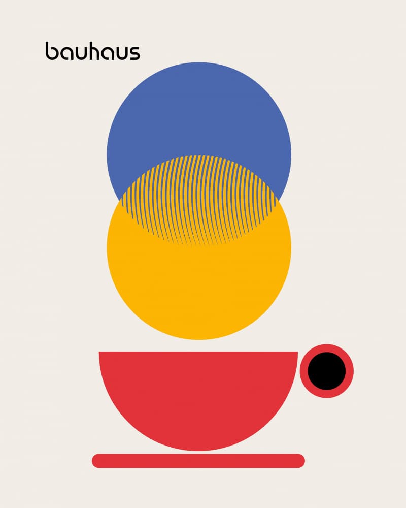 Bauhaus Coffee Circles by Retrodrome — canvas wall art