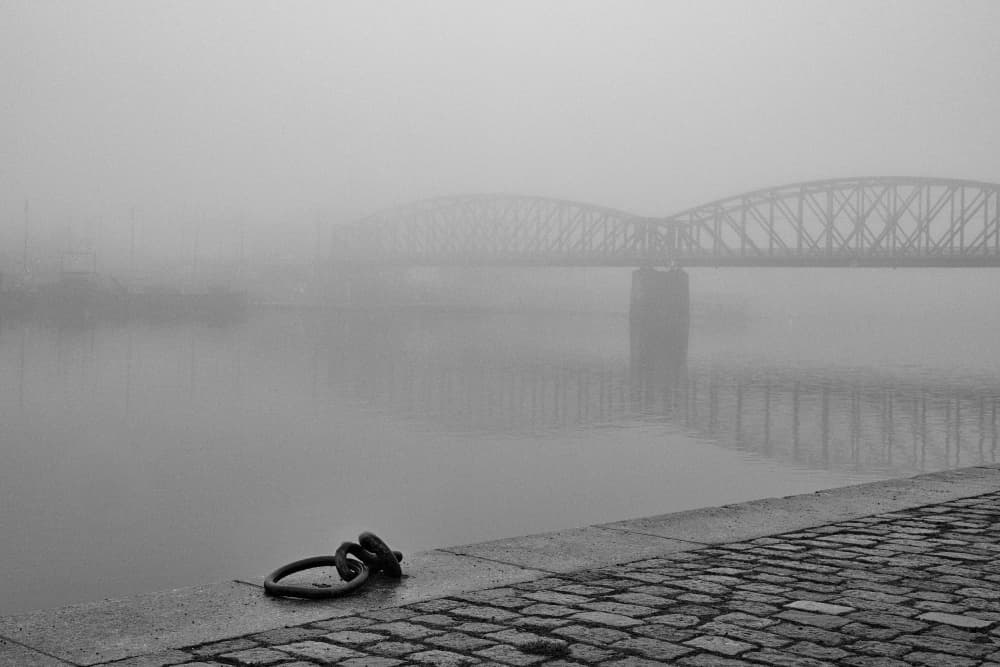 Misty Bridge Morning by Radek Pohnan — canvas wall art