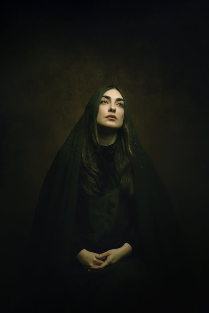 Contemplative Woman Portrait by Moein Hasheminasab — canvas wall art