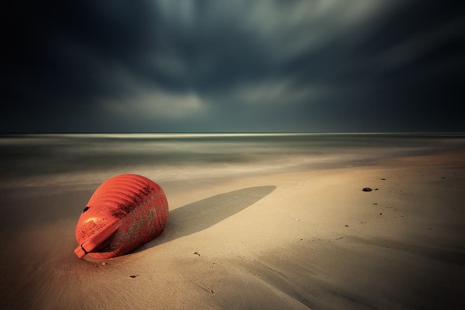 Moody Beach Buoy by Rico Cavallo — canvas wall art