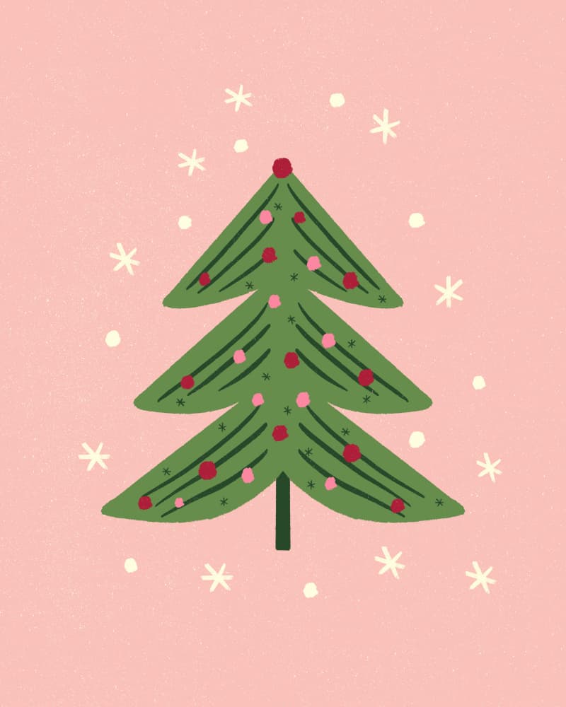 Whimsical Pink Christmas Tree by Angela Minca — canvas wall art