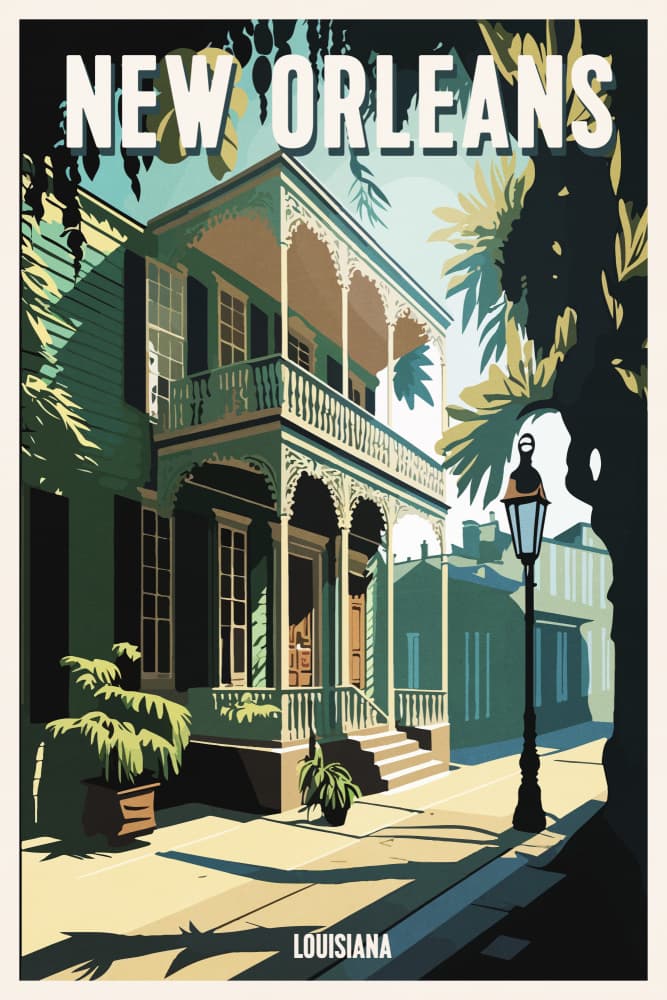 New Orleans Balcony Street by thomas chedeville — canvas wall art