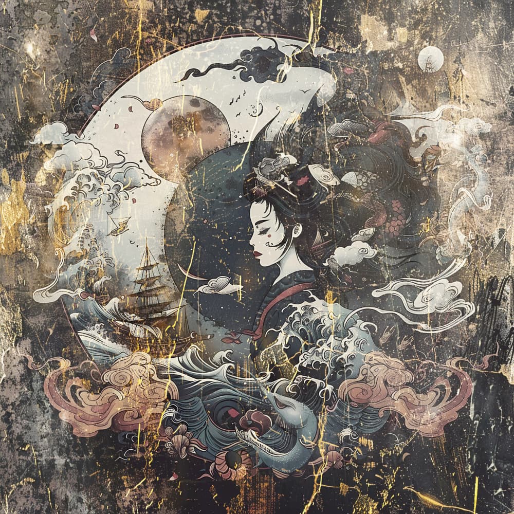 Japanese Moon Voyage by Rafal Kulik — canvas wall art