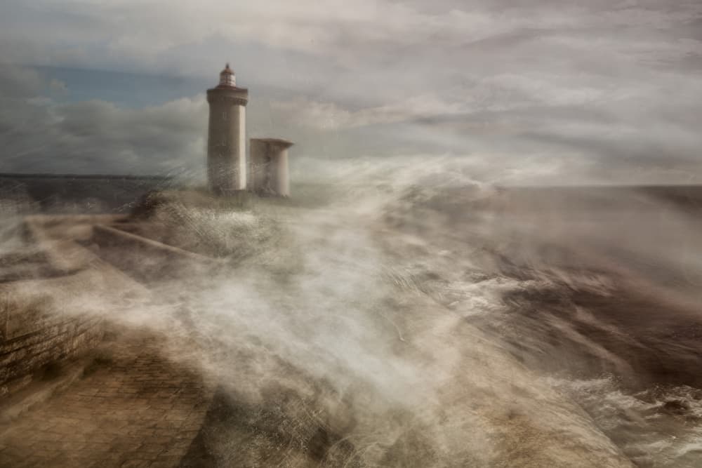 Stormy Lighthouse Waves by Liesbeth van Asselt — canvas wall art
