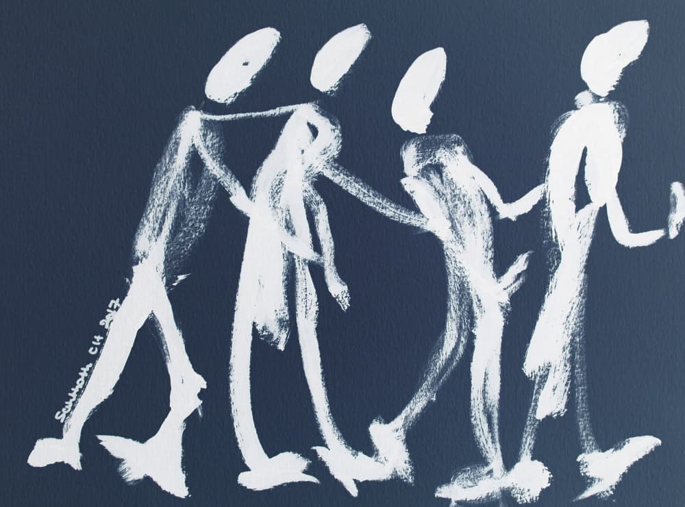 Connected Walking Figures by Santhosh ch — canvas wall art