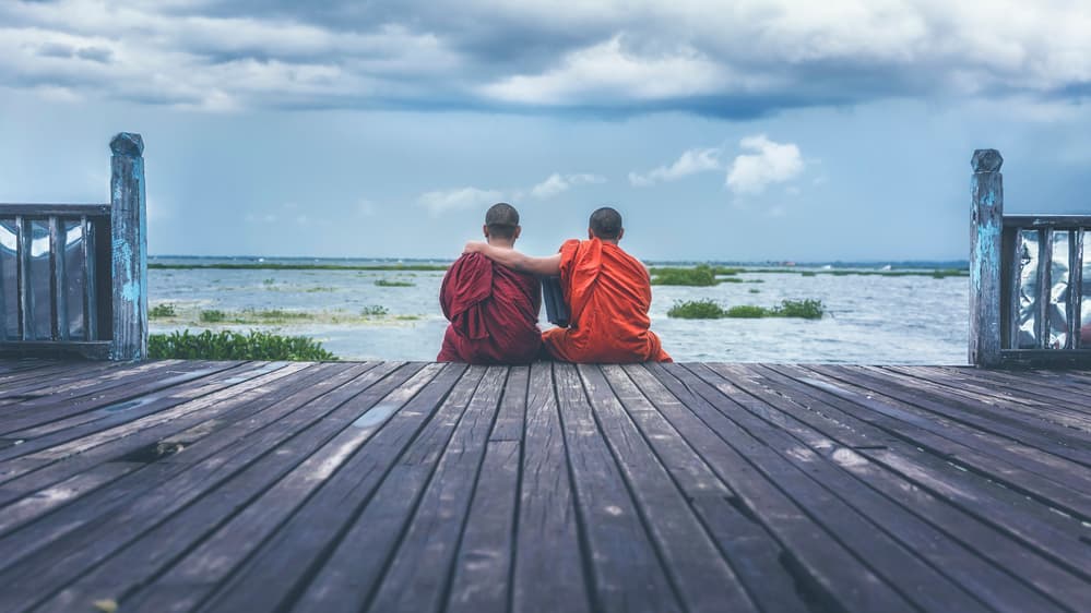 Buddhist Monks Serenity by Roberto Rivera — canvas wall art