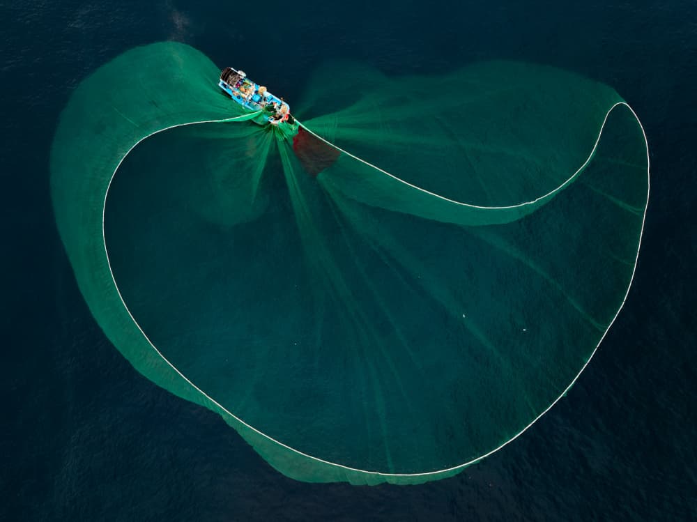 Aerial Fishing Net by HuongHoang — canvas wall art