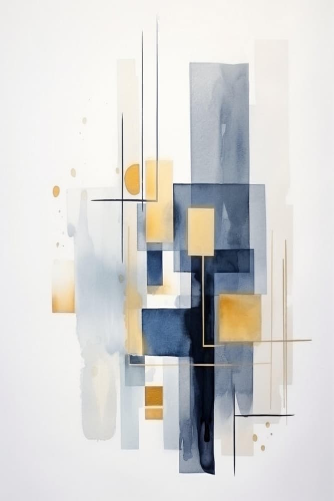 Modern Blue Gold Abstract by Sally Ann Moss — canvas wall art