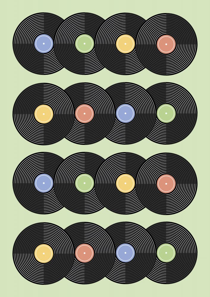 Colorful Vinyl Records by kathrinmay — canvas wall art