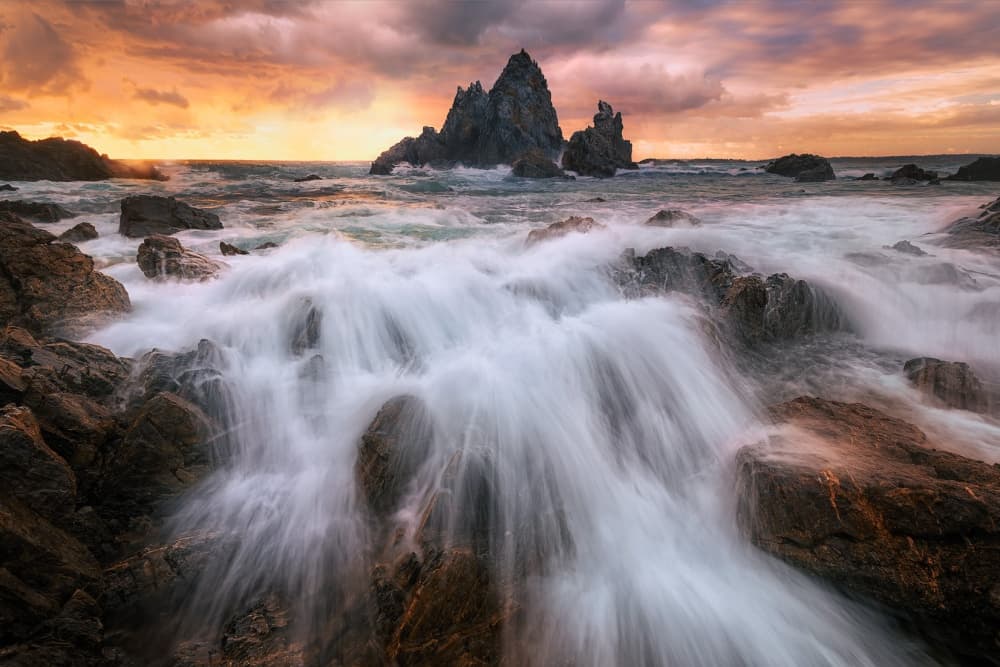 Golden Hour Ocean Waves by Joshua Zhang — canvas wall art