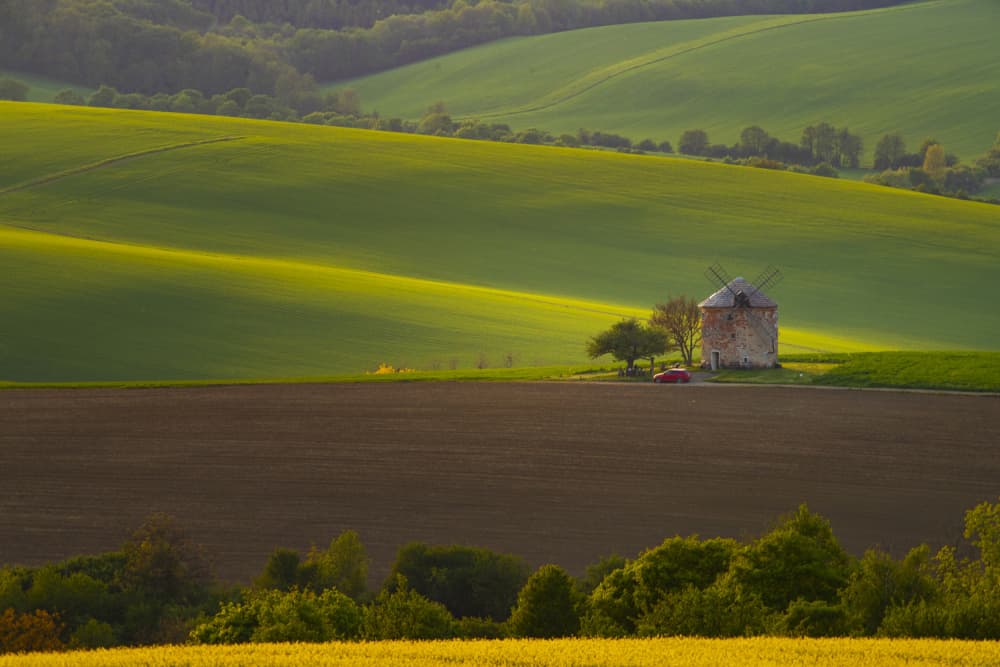 Green Rolling Hills Windmill by Eros Erika — canvas wall art
