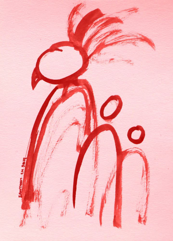 Red Rooster Family by Santhosh ch — canvas wall art