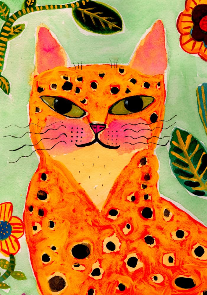 Whimsical Spotted Jungle Cat by Sharyn Bursic — canvas wall art