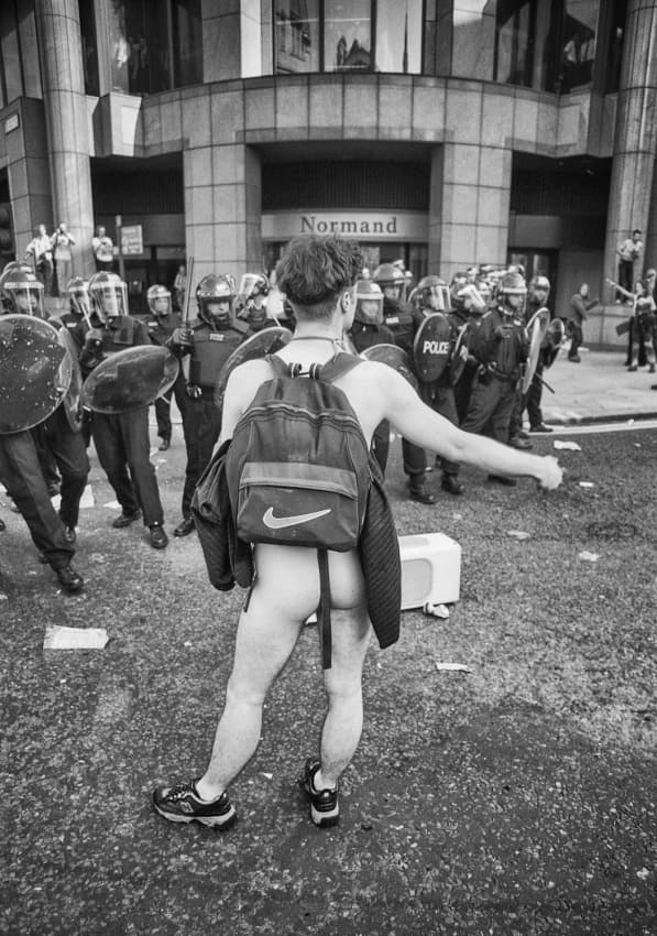 Naked Defiance Street Protest by Carlos_Grury_Santos — canvas wall art
