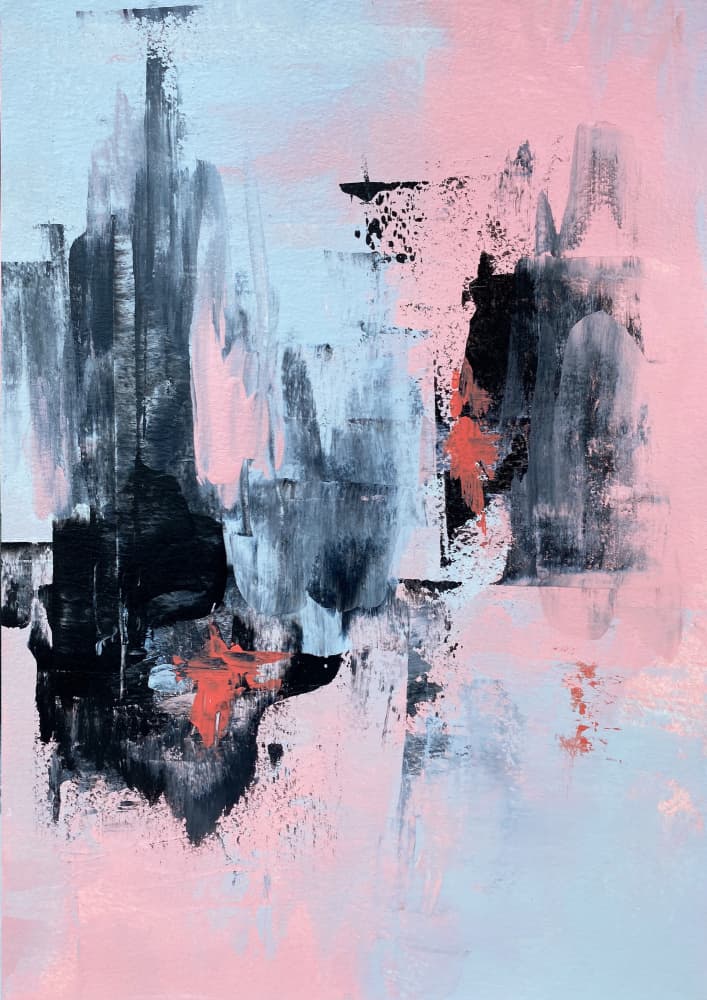 Blush Blue Abstract Strokes by Alyson Storms — canvas wall art