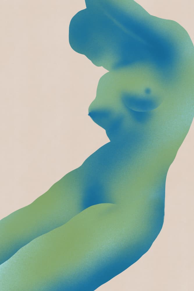 Abstract Blue Green Nude by Little Dean — canvas wall art