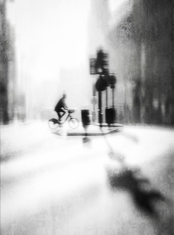 Urban Shadow Cyclist by Amer Jassim — canvas wall art