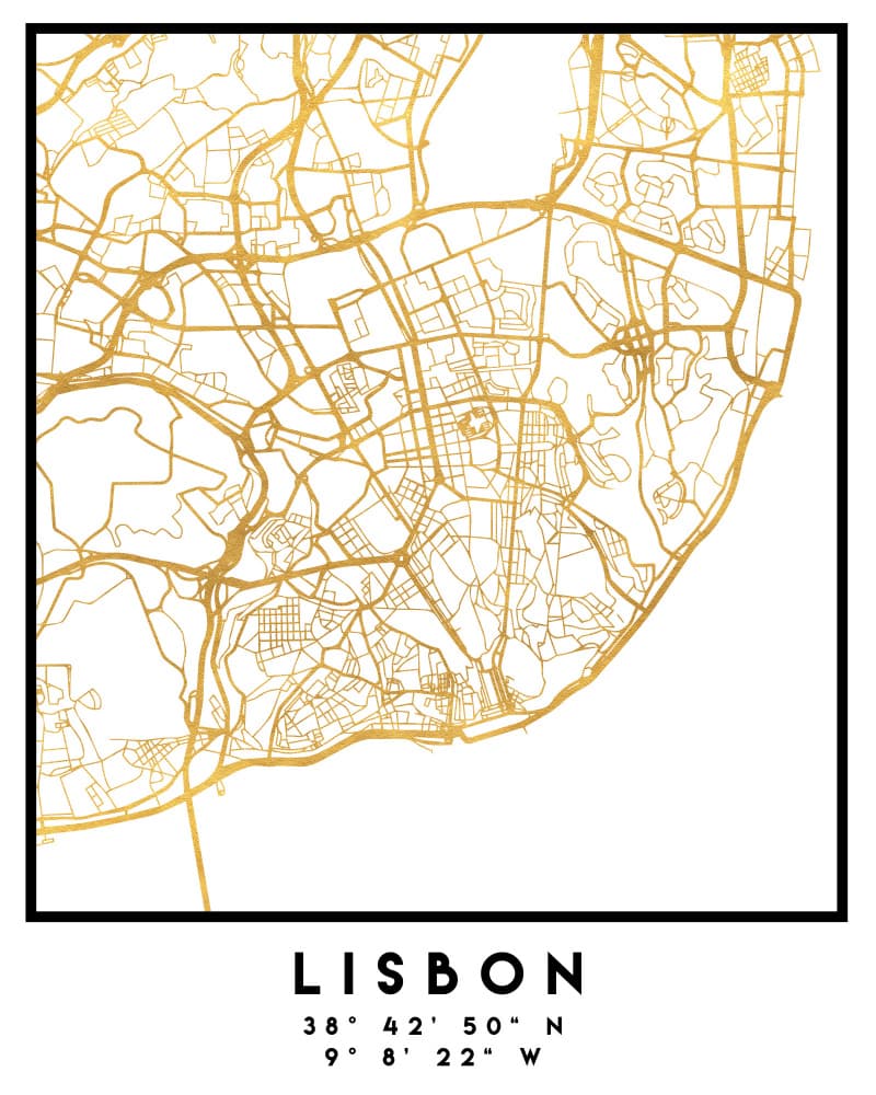 Lisbon Gold Map by Emiliano Deificus — canvas wall art