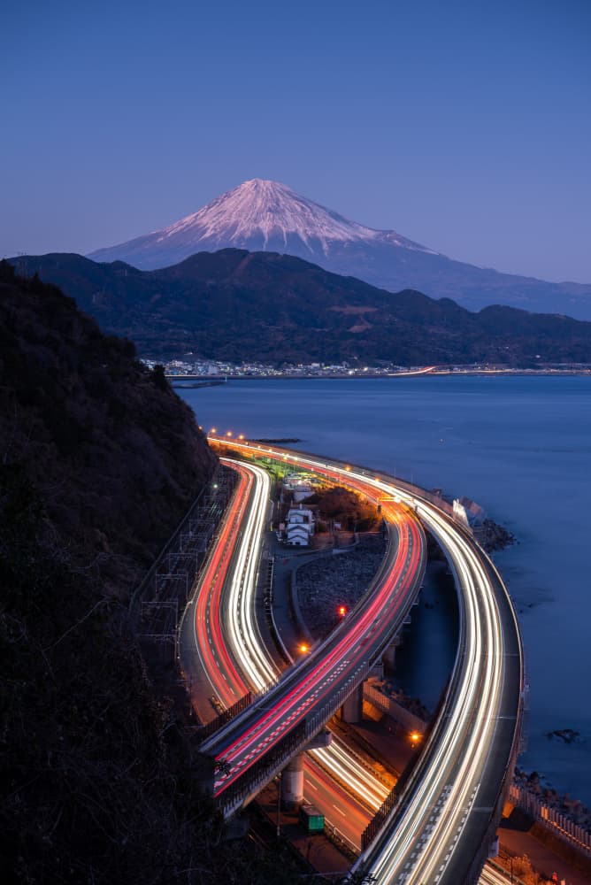 Fuji Mountain Light Trails by Samuel Gmehlin — canvas wall art