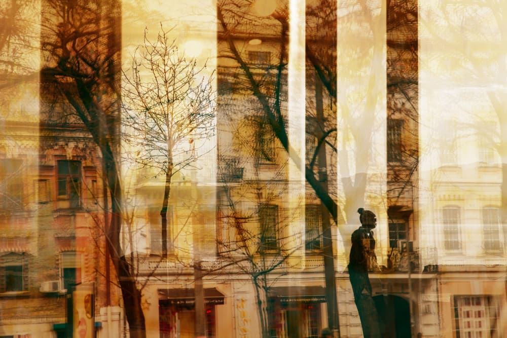 Vintage Street Layers by Seray AK — canvas wall art