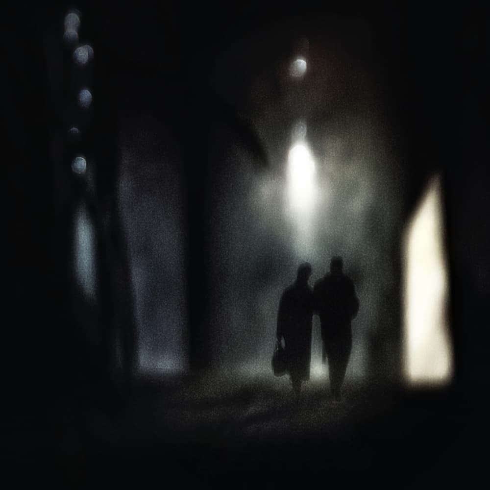 Two Figures Night Walk by Piet Flour — canvas wall art